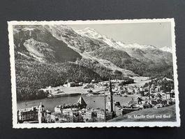 Postkarte St. Moritz Dorf und Bad ca. 1950  (R880)
