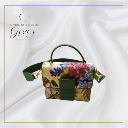 Sac bandoulière Donatella Brunello vert en cuir et strass