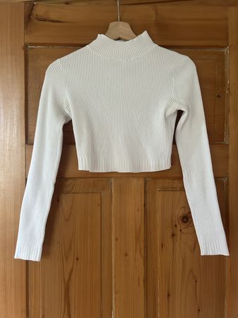 Missguided Crop Strickpullover Weiss, Gr. 36