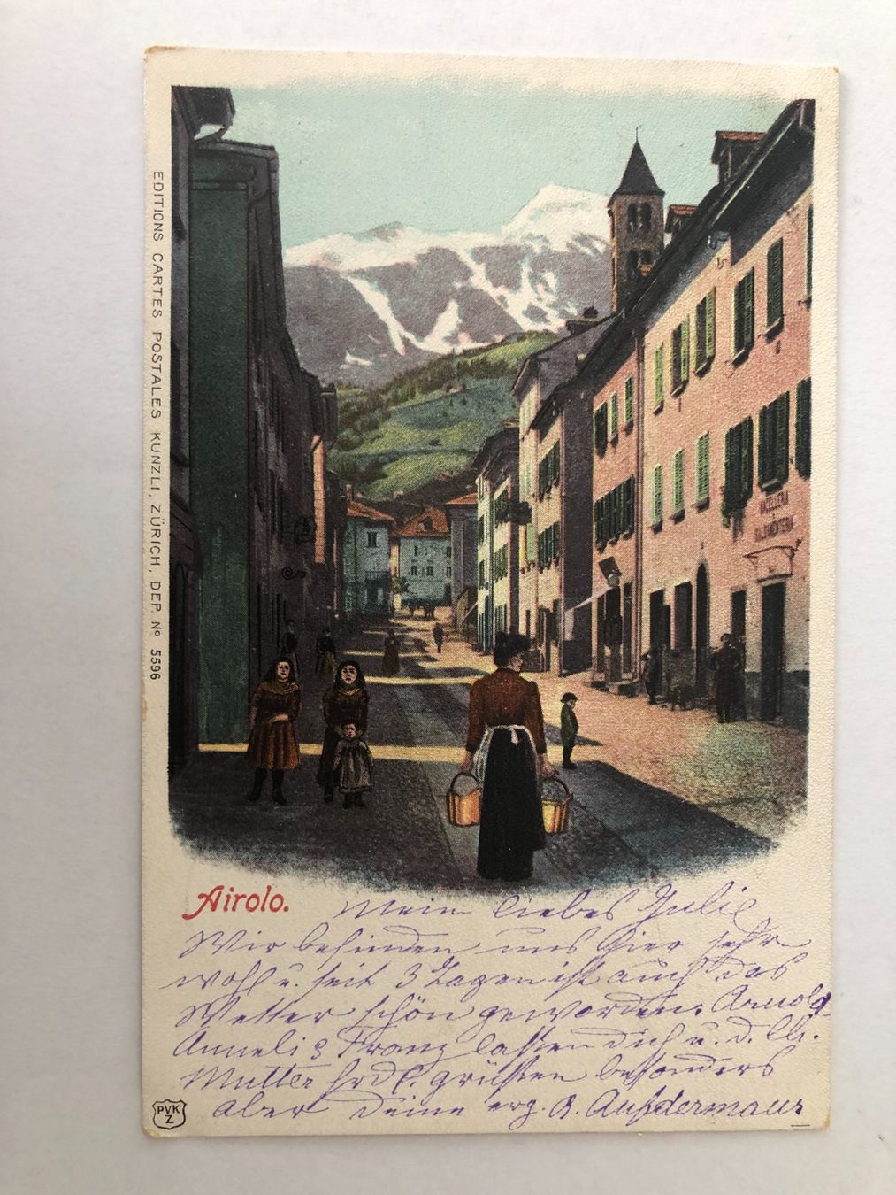 Cartoline postali: Alte Ansichtskarte AIROLO mit Berg 1901 – Usato da Pfäffikon ZH venduto da Waltoversand