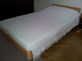 Lit en hêtre naturel, sommier, matelas