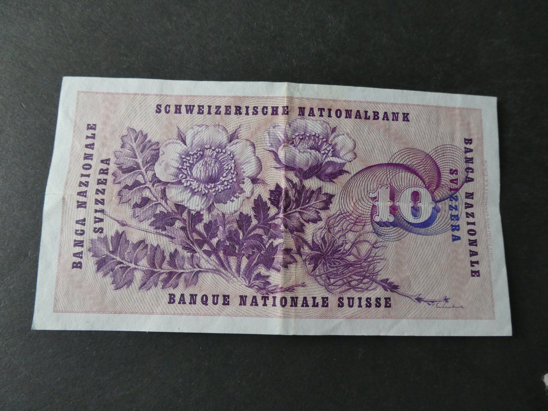 Banknoten: Schweiz 1968, 10 Franken – Gebraucht aus Hinterforst von Rohusri 1