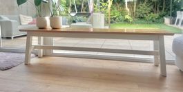 Holzbank weiss Landhausstil robust L178 H45,5 T36cm
