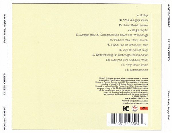 CD: CD Kaiser Chiefs - Yours truly, angry mob (2007) – Usato da Möriken AG venduto da mineralia 1