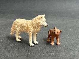 Schleich arktischer Wolf Polar Polarwolf mit Welpe