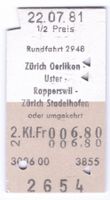 Billette ZH Oerlikon – Uster – Rapperswil – ZH Stadelhofen