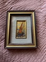 Vintage Foto mit Gold „Segelboot“ mit gestickten Passparto