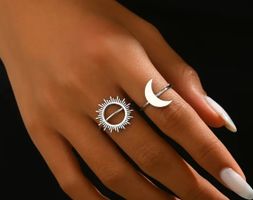 Mond und Sonne Ringe (2St) Grösse verstellbar