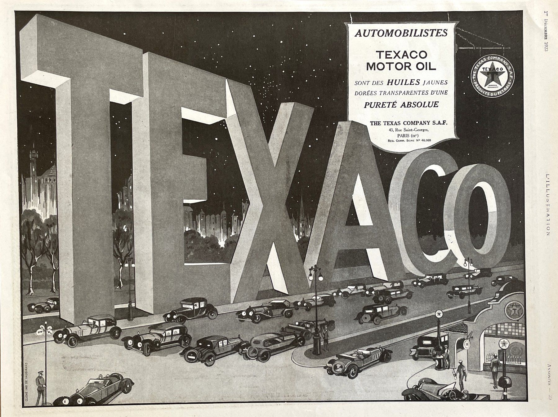 Texaco Motor Oils - Alte Werbung / Ancienne publicité 1924 (Gebraucht ...