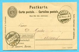Postkarte von Zürich nach Altdorf 1907 mit Zudruck Spoerri