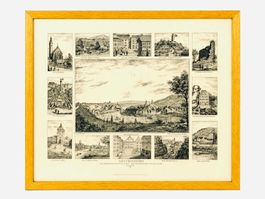 LAUFENBURG Lithografie Nachdruck 1981 Ansichten GOLDRAHMEN