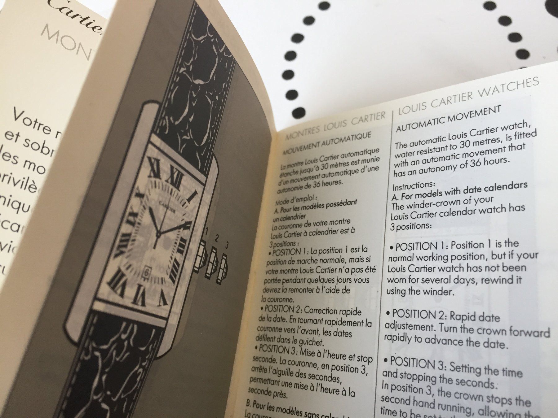 Documenti: CARTIER ORIGINAL - OPERATING INSTRUCTIONS - LOUIS CARTIER ! – Nuovo (secondo la descrizione) da Epalinges venduto da dream-watch 3