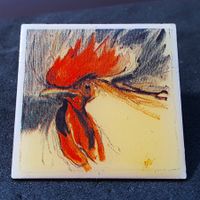 W255 Kunst Pin Davos Hahn Charly Bühler Nr. 115 3.6 x 3.6 cm