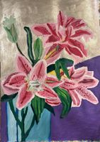 Gemälde Lilien in Vase Acryl auf Leinwand 50x70cm