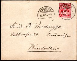 BELEG VON HERISAU NACH WINTERTHUR ZIFFERMUSTER 10RP - WA5