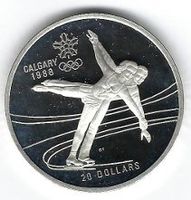 Pièce de collection 20 dollars, en argent, JO Calgary 1988