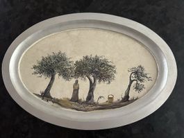 Handgemaltes Serviertablett, griechisch, Holz