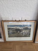 Altes gerahmtes Bild, Kuh vor Bergpanorama, zu verkaufen!