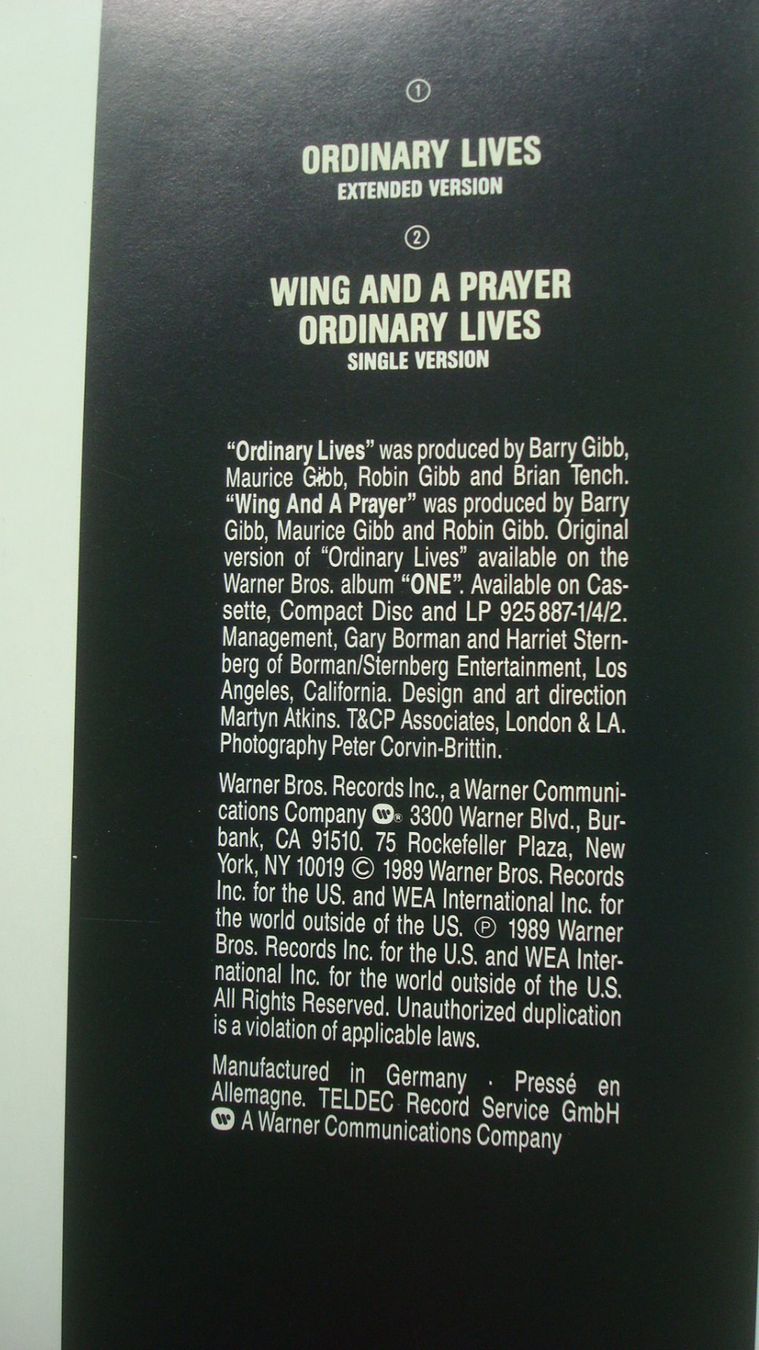 Dischi in vinile: Maxi Single Ordinary Lives Bee Gees 1989 – Usato da Münchenstein venduto da Pesci6 1