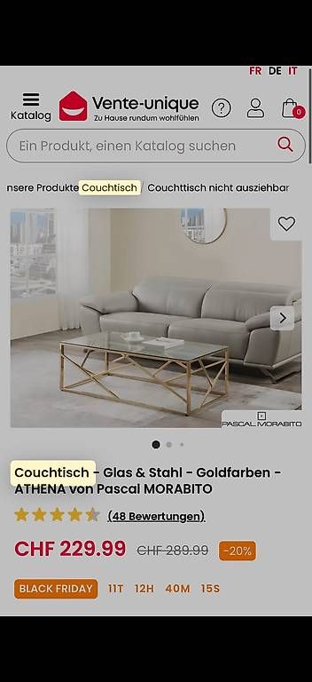 Tavoli: Couchtisch Glastisch goldenes Metall – Usato da Dübendorf venduto da karim1409 3