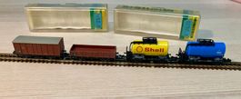 Minitrix Spur N Güterwagen 4er-Set Shell Aral Kesselwagen