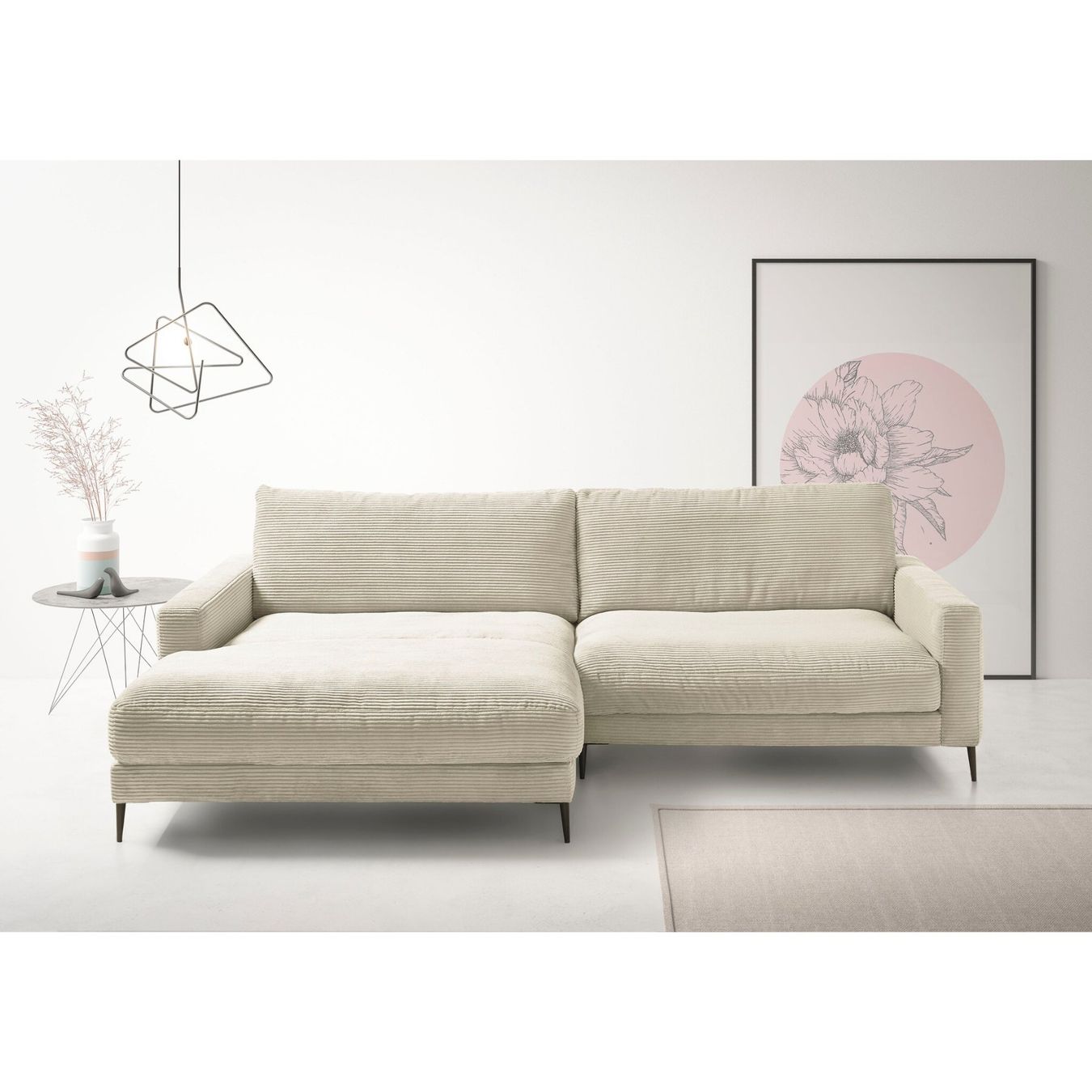 Sofas: Ecksofa  Uptown in Cord Nature links – Neu und originalverpackt aus Bischofszell von deluxe-moebel