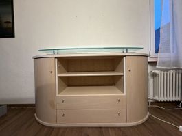 Sideboard Holzoptik mit Glasaufsatz gebrauchter Zustand