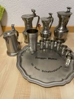 Zinn Set Kannen Becher Tablett gebraucht guter Zustand