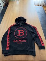 Balmain Hoodie Herren Schwarz Grösse L mit roten Applikation