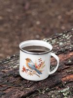 Herbst Vogel Emaille Tasse Tee Kaffee NEU