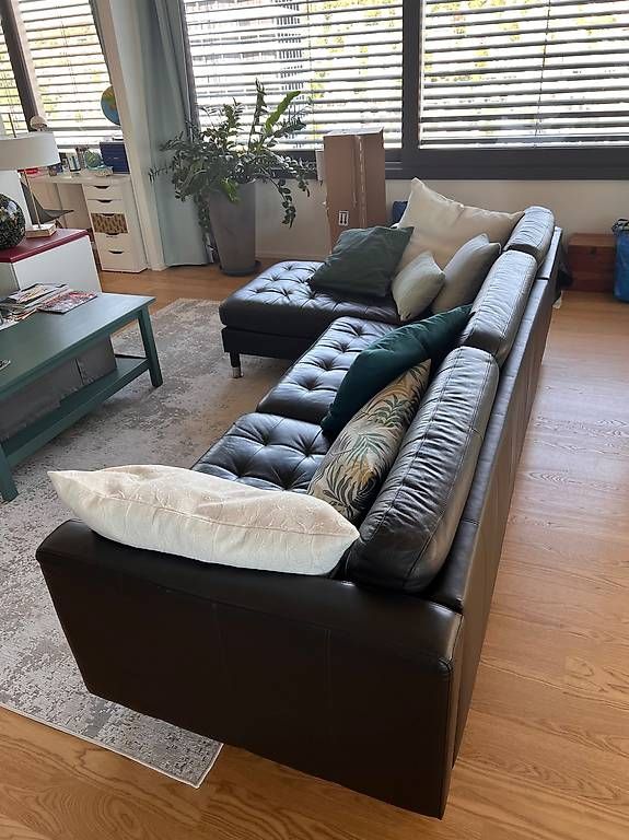 Sofas: Landskrona Ikea Leder Sofa schwarz  – D'occasion à Zürich par cat_9qyy 2