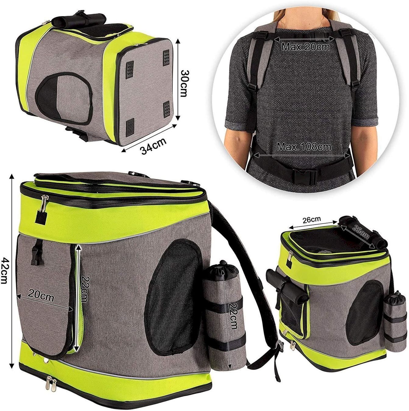 Gabbie, trasporto & Sicurezza: Haustierrucksack faltbare grau/grün – Nuovo e nell'imballaggio originale da Bottighofen venduto da zaap 6