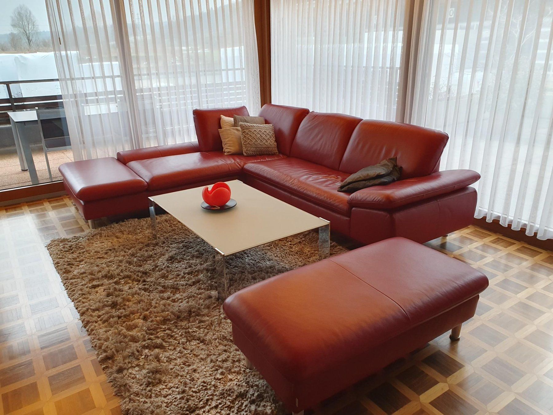 Sofas: Eckpolstergruppe Leder weinrot – Gebraucht aus Hochdorf von Halma74 1