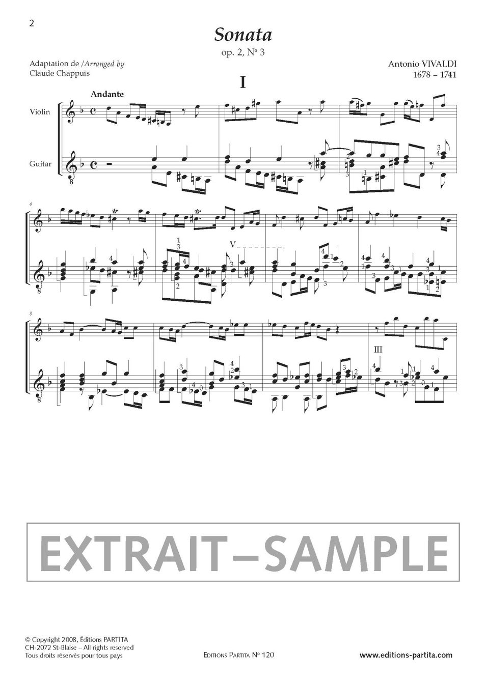 Libri: A. VIVALDI – Sonata III en rém – Nuovo e nell'imballaggio originale da St-Blaise venduto da partita-ch 2