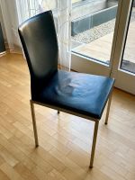 4 Esszimmerstühle Leder schwarz mit Chromstahlfüssen
