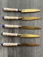 Antikes Obstbesteck, 5-teiliges Set, vergoldetes Metall, Ker