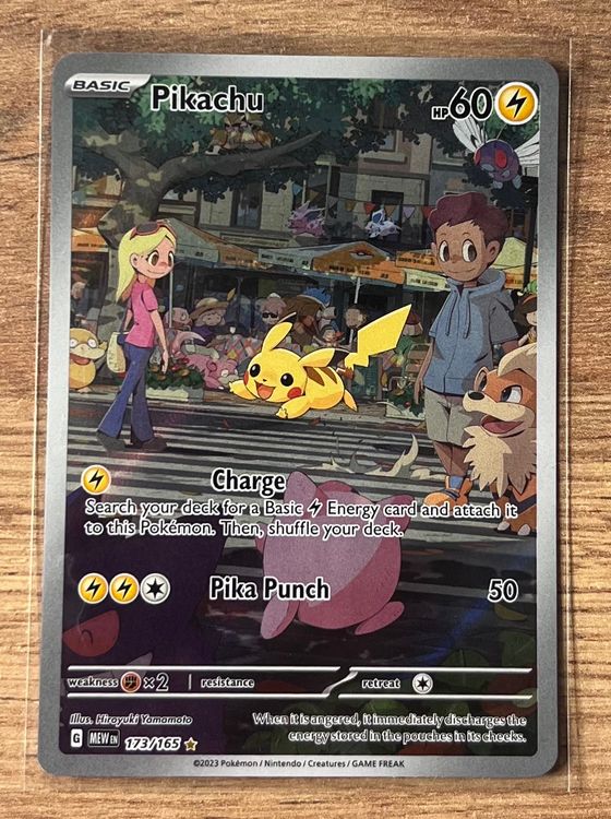 Pokémon Pikachu 173/165 Carta Singola, Set 151, Illustrazione Rara, Stato Mint