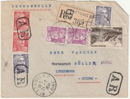 R-Brief  nach Lutzenberg, mit AR (Avis de Réception)