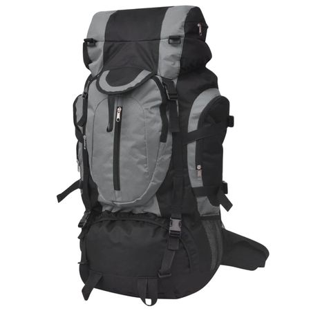 vidaXL Wanderrucksack XXL 75 L Schwarz und Grau