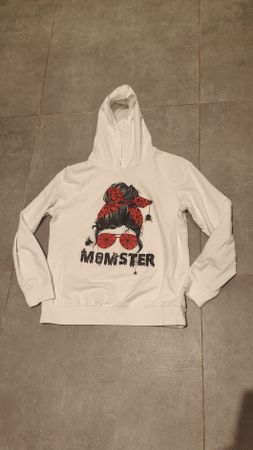 Sweat à capuche blanc motif Momster "Halloween"