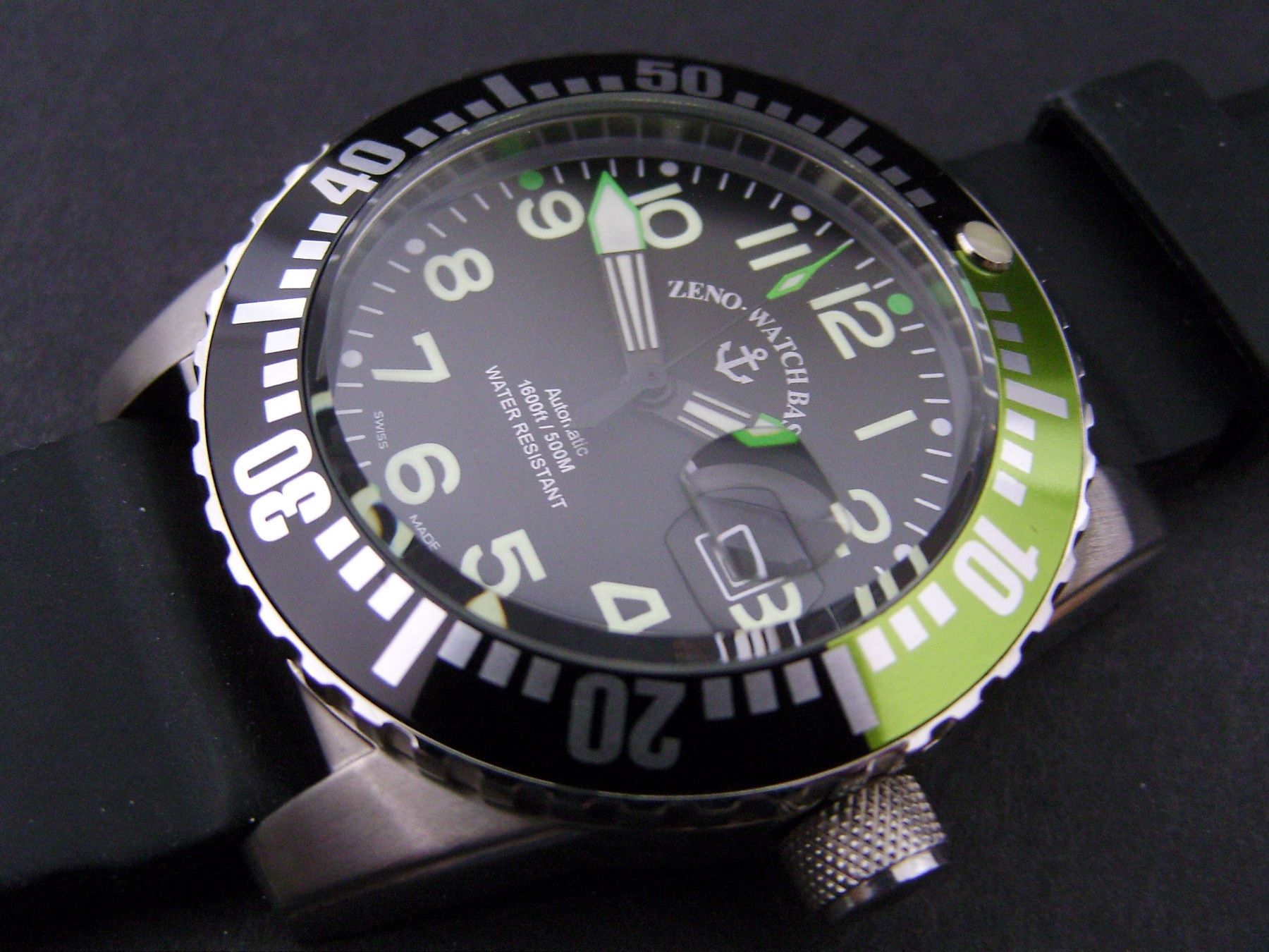 Zeno Orologi: Neue Airplane Diver Automatic Numbers, black/green – Nuovo e nell'imballaggio originale da Mels venduto da niezie2002 1