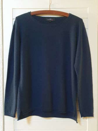 Blauer Kaschmir Pullover, ZWILLINGSHERZ, Gr.S 100% Kaschmir