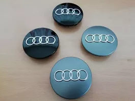 Audi Nabendeckel / Nabenkappen 68mm schwarz + grau 4er-Set
