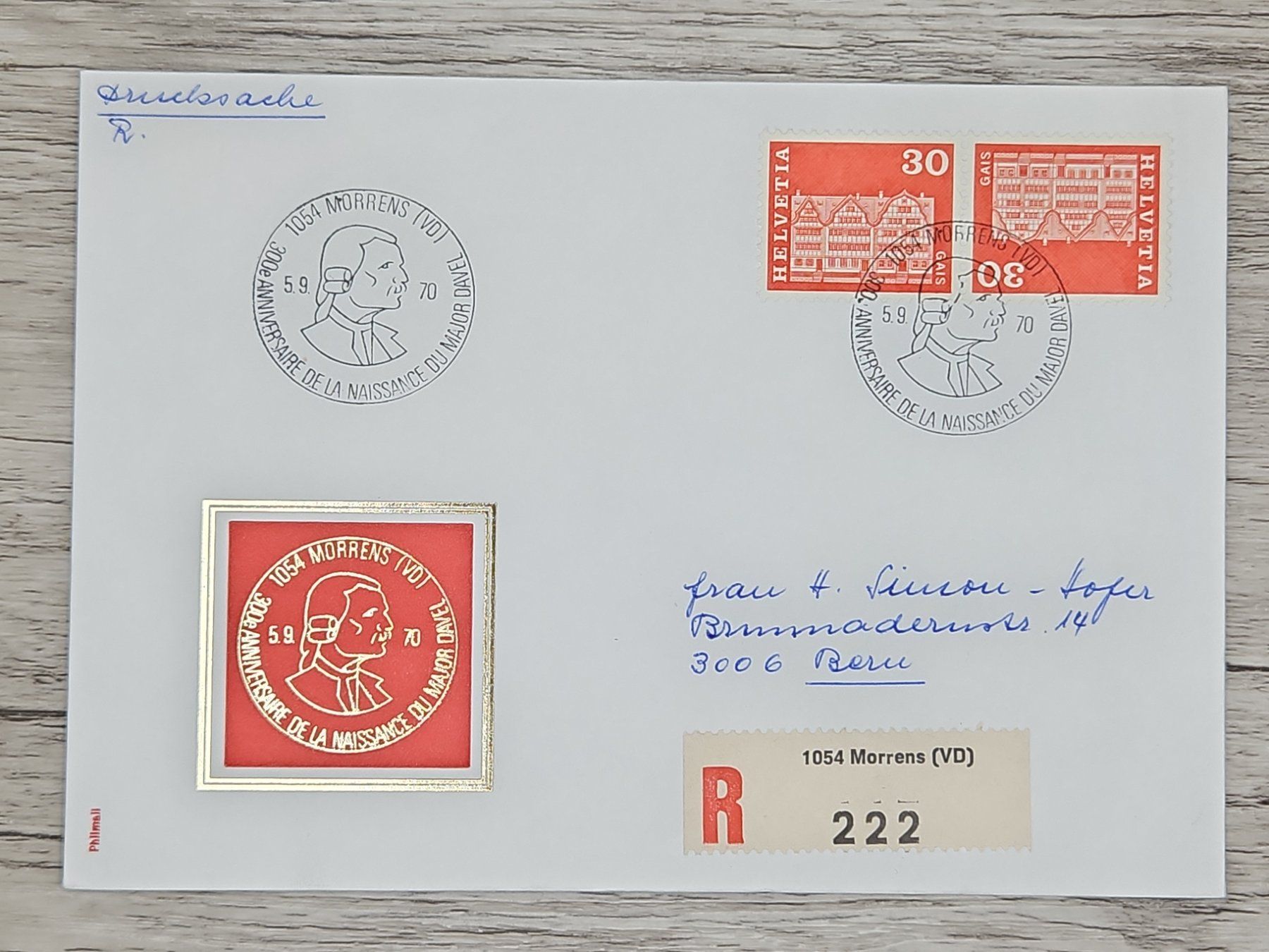 Tutti i francobolli: CL17 Enveloppe + Timbre Suisse 1970 – Usato da Cousset venduto da Patrick_Collections