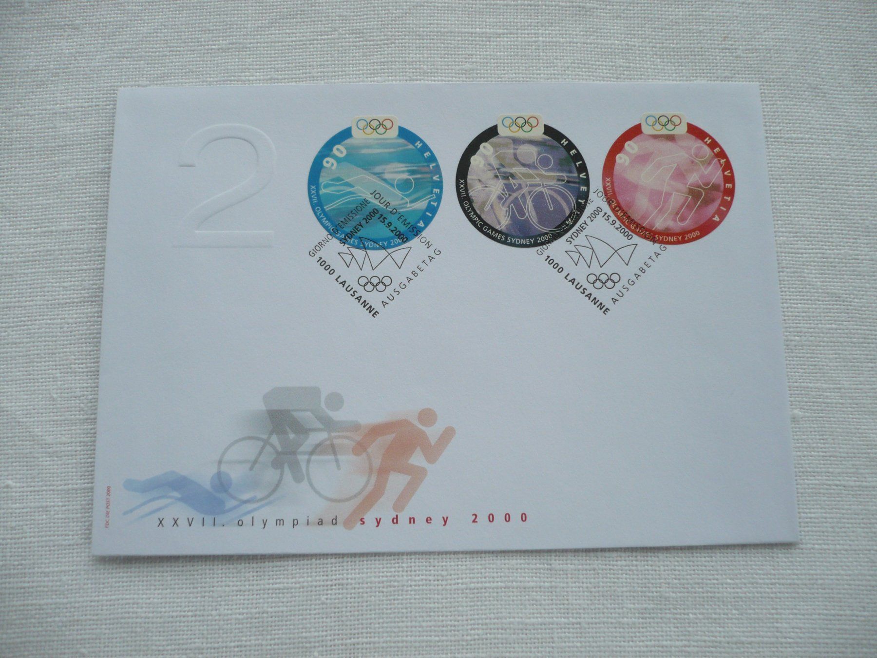Alle Briefmarken: 2000 FDC Olympiade Sydney SBK 1010 - 1012 – Gebraucht aus Zürich von saltandpepper008