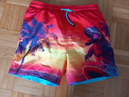 Badehose Dino Surfer Palmen Gr. 128 (8 Jahre) Sommer 🏖️ 