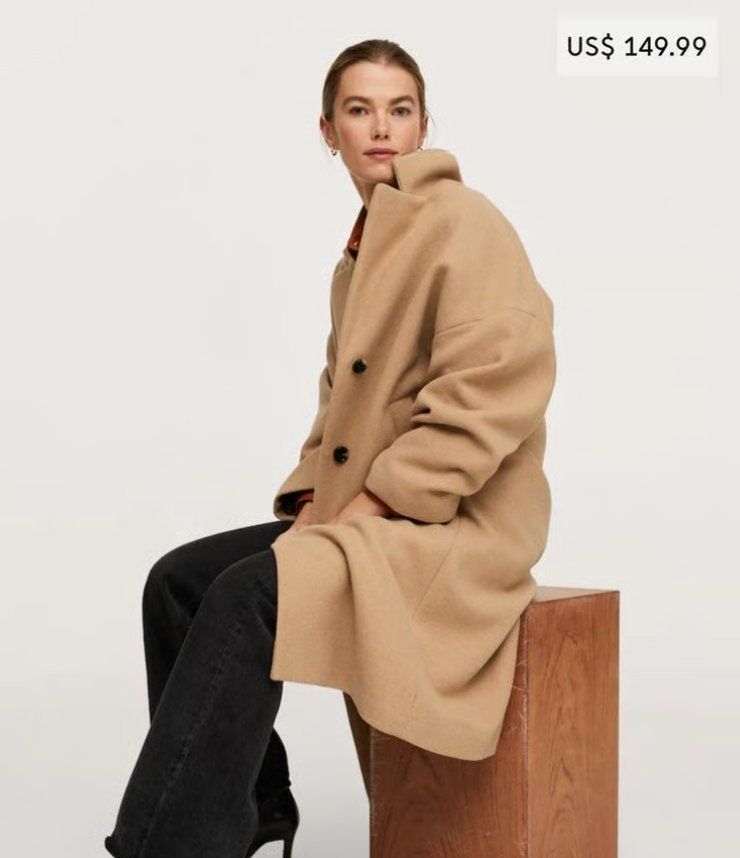 Mango Cappotti: Mango Wool oversized coat in tan size S – Usato da Genève venduto da toandfrom 1