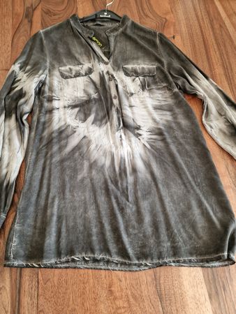 Lemon Damenbluse Gr. S Vintage Style Batiklook schwarz/grau