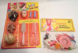 Vintage Puppen Perücken Kopf + Zubehör Barbie OVP