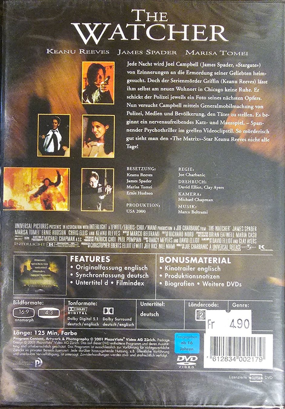 Tutti i DVDs: The Watcher – Nuovo e nell'imballaggio originale da Wahlen b. Laufen venduto da Cg10 1